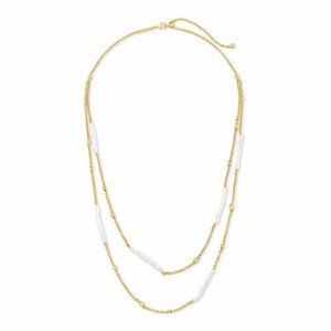 Kendra Scott Eileen Gold Tone Multi Strand Necklace in White Pearl